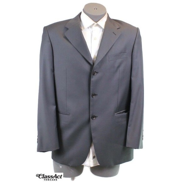 First Class Cambridge Gray 2 Pc Suit 3 Btn Wool 40R Pleated Fronts 32" Waist - Picture 3 of 9